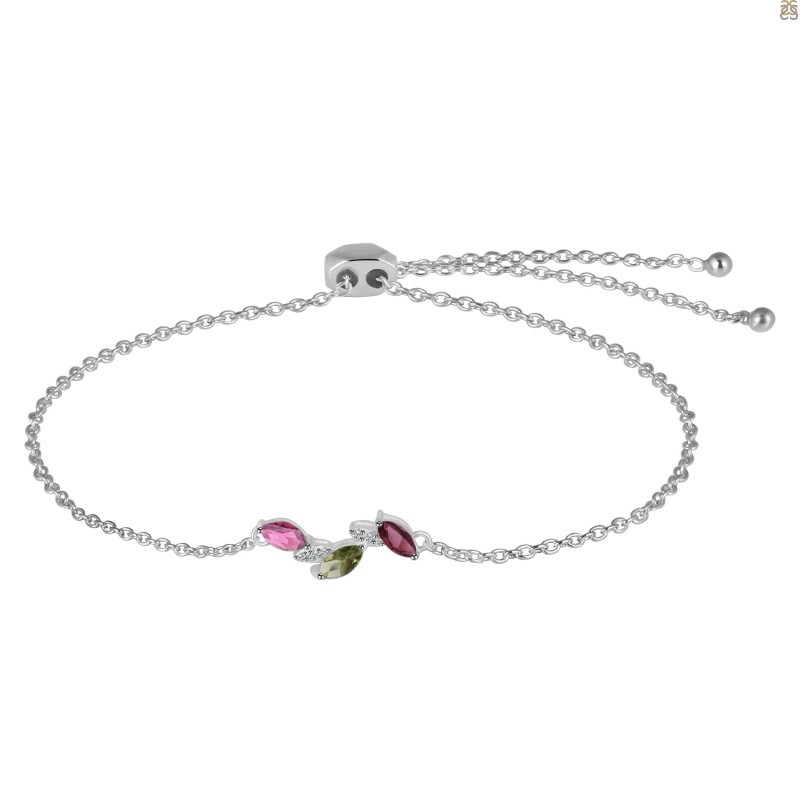 Tourmaline & White Topaz Bracelet With Adjustable Camera Lock TRM-RDB-143.