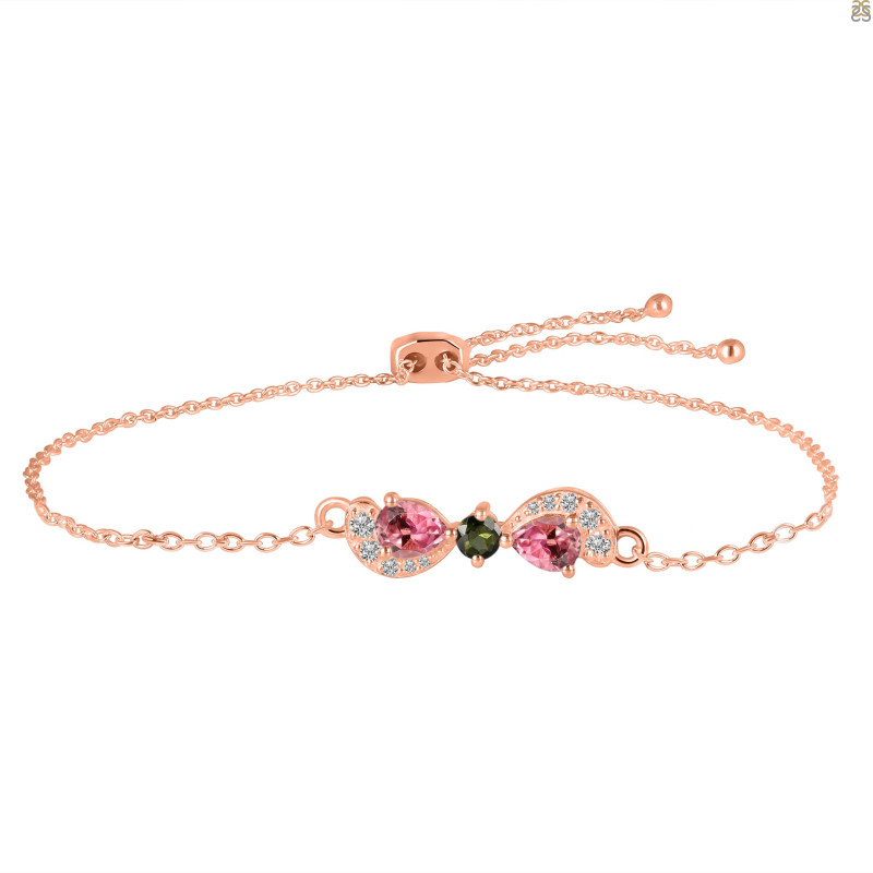 Tourmaline & White Topaz Bracelet With Adjustable Camera Lock TRM-RDB-145.