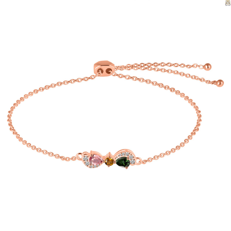Tourmaline & White Topaz Bracelet With Adjustable Camera Lock TRM-RDB-145.