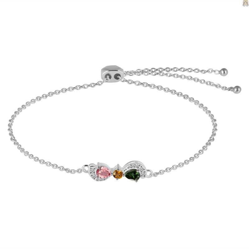 Tourmaline & White Topaz Bracelet With Adjustable Camera Lock TRM-RDB-145.