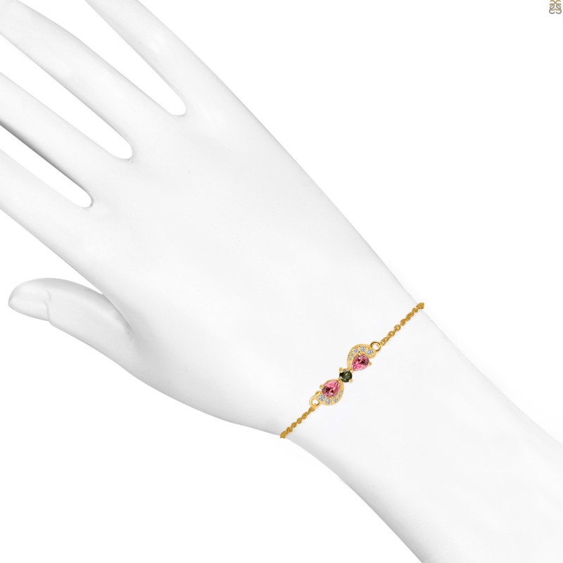 Tourmaline & White Topaz Bracelet With Adjustable Camera Lock TRM-RDB-145.