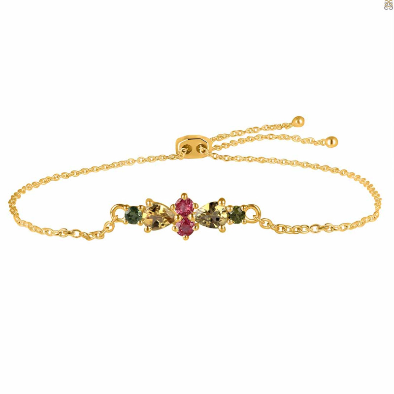 Tourmaline & White Topaz Bracelet With Adjustable Camera Lock TRM-RDB-146.