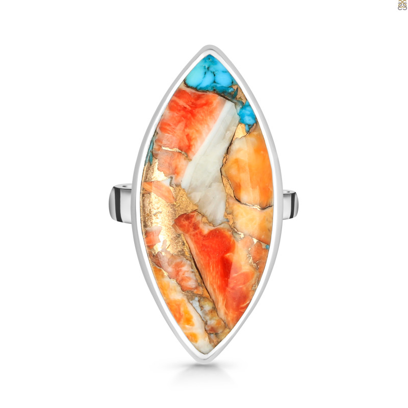 Spiny Oyster Turquoise-Adjustable Ring-ADJ-R TRO-2-246