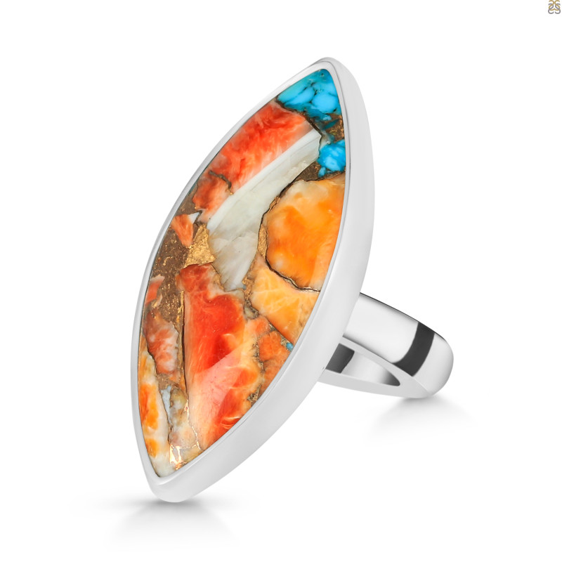 Spiny Oyster Turquoise-Adjustable Ring-ADJ-R TRO-2-246