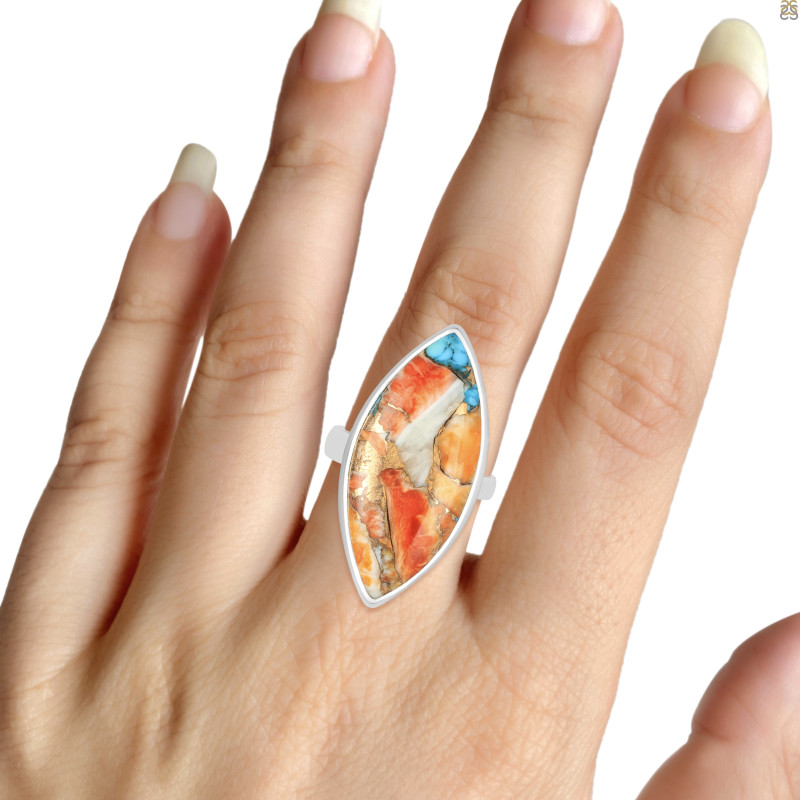 Spiny Oyster Turquoise-Adjustable Ring-ADJ-R TRO-2-246