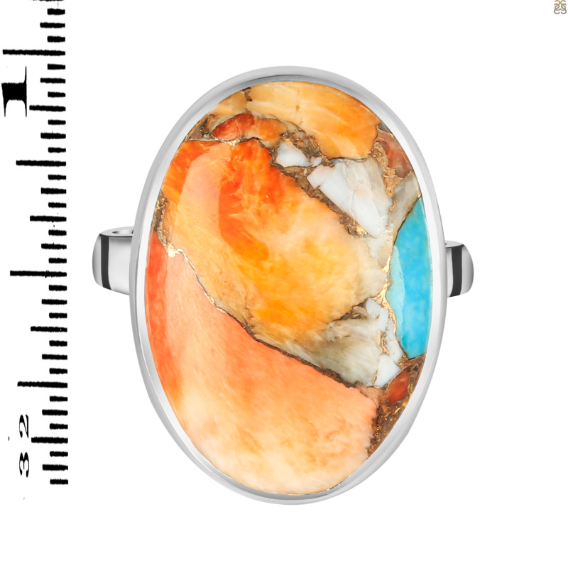 Spiny Oyster Turquoise-Adjustable Ring-ADJ-R TRO-2-263
