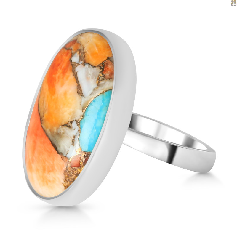 Spiny Oyster Turquoise-Adjustable Ring-ADJ-R TRO-2-263