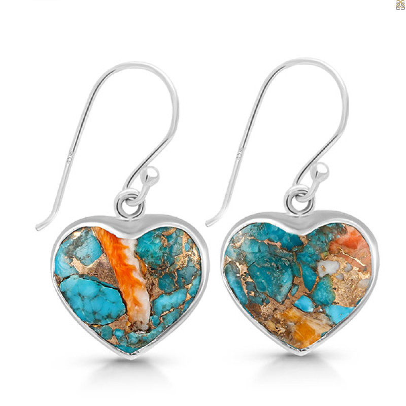 Spiny Oyster Turquoise Earring-E TRO-3-41