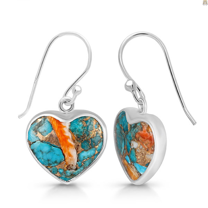 Spiny Oyster Turquoise Earring-E TRO-3-41