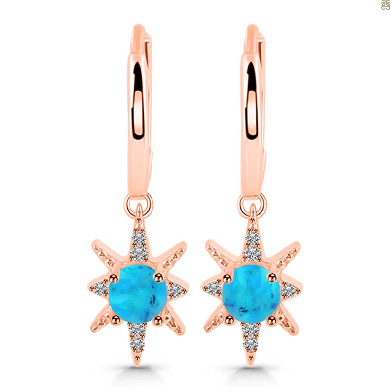 Turquoise & White Topaz Hoop Earring TRQ-RDE-1470.