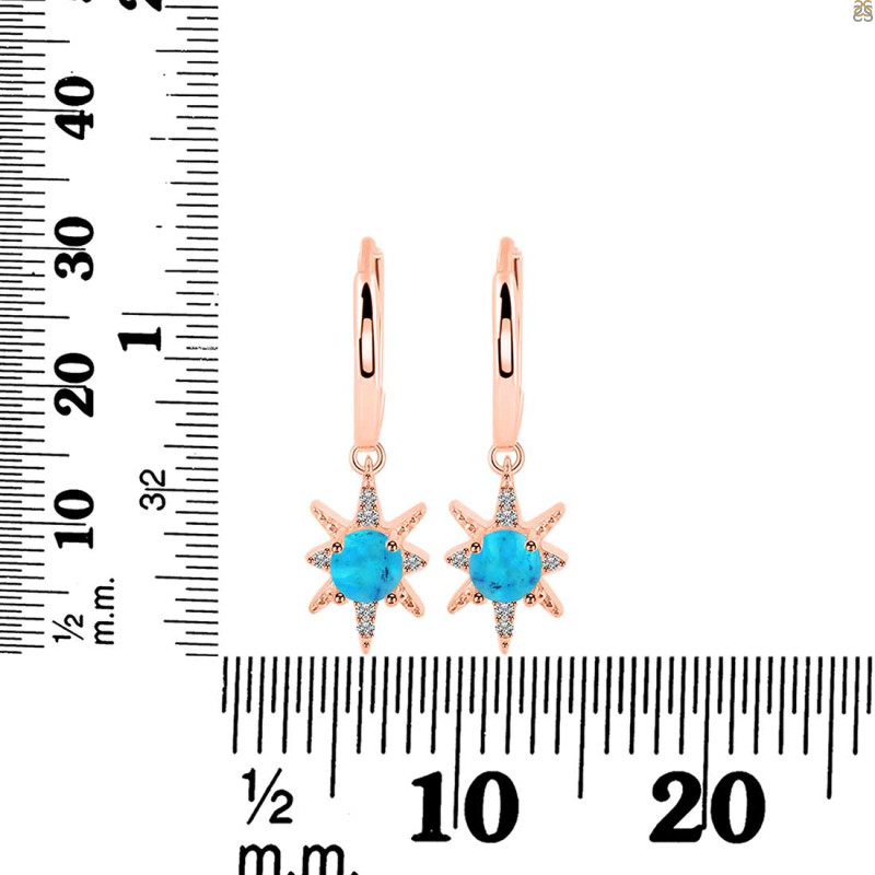 Turquoise & White Topaz Hoop Earring TRQ-RDE-1470.