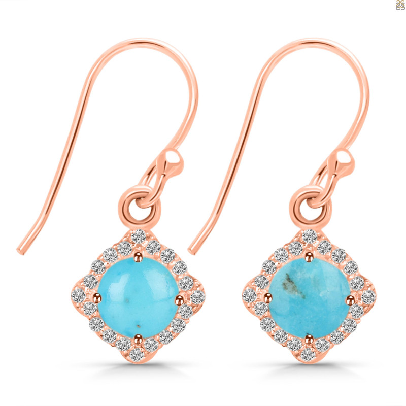 Turquoise & White Topaz Earring TRQ-RDE-692.
