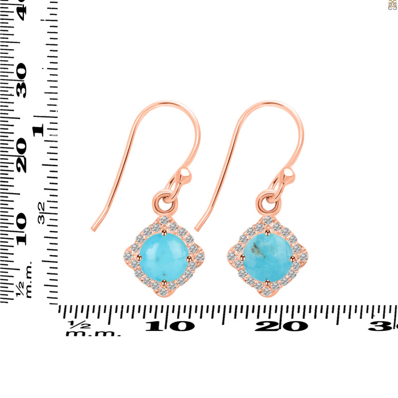 Turquoise & White Topaz Earring TRQ-RDE-692.