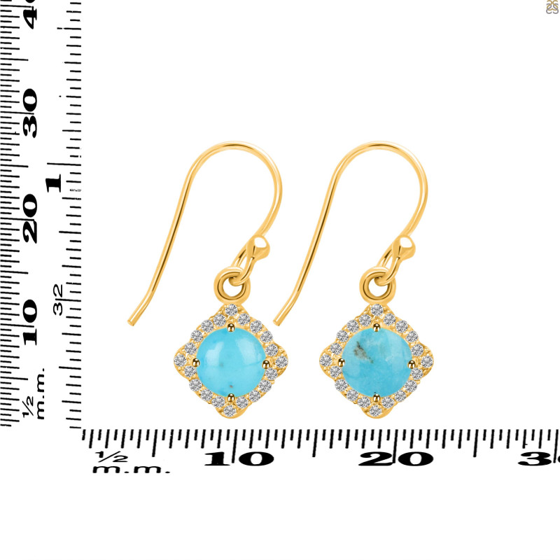 Turquoise & White Topaz Earring TRQ-RDE-692.