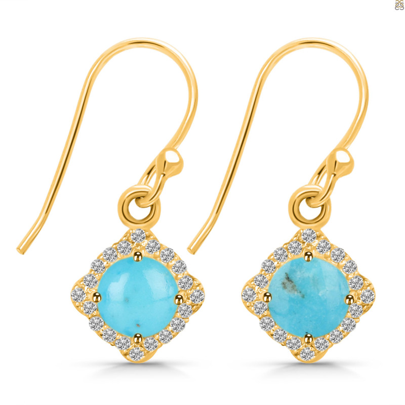 Turquoise & White Topaz Earring TRQ-RDE-692.