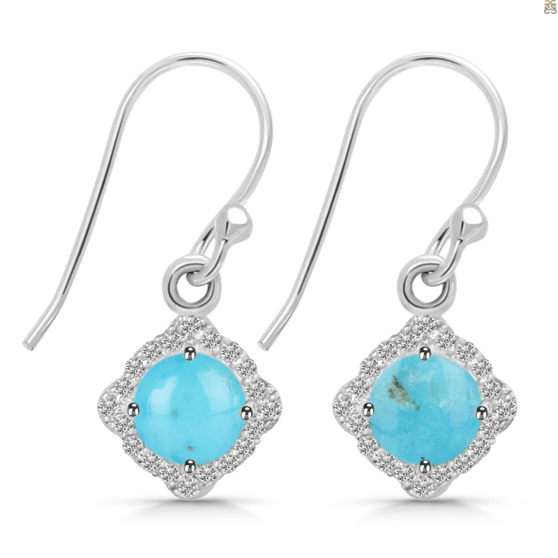 Turquoise & White Topaz Earring TRQ-RDE-692.