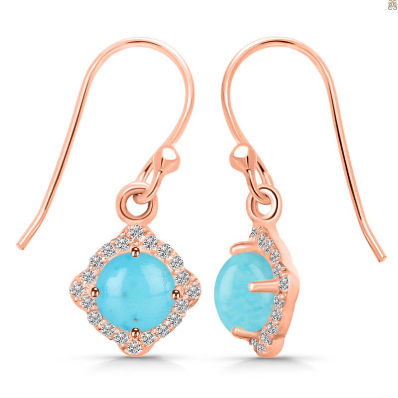 Turquoise & White Topaz Earring TRQ-RDE-692.