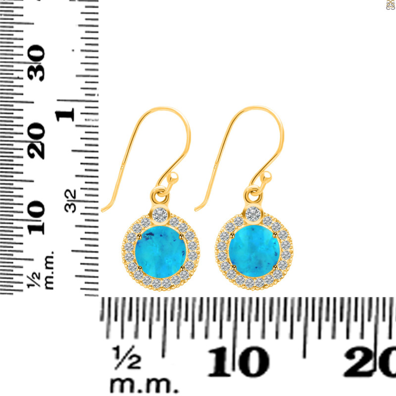 Turquoise & White Topaz Earring TRQ-RDE-693.