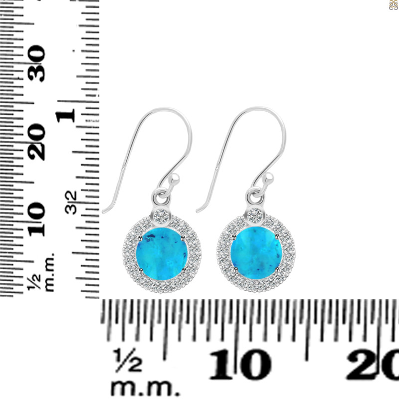 Turquoise & White Topaz Earring TRQ-RDE-693.