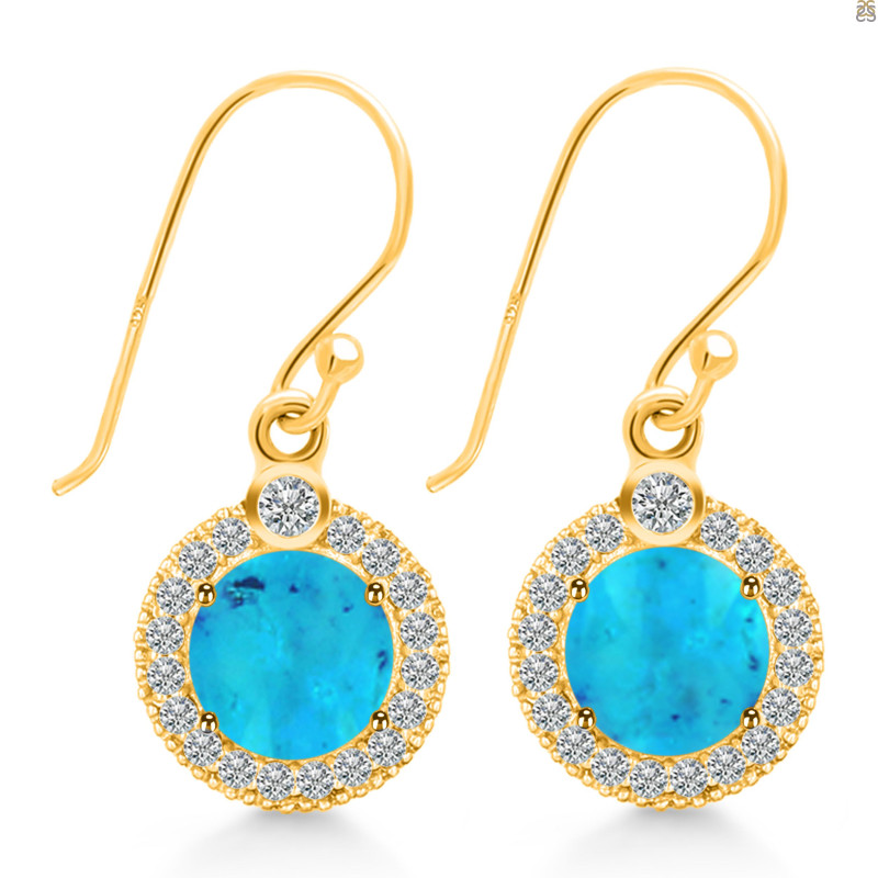 Turquoise & White Topaz Earring TRQ-RDE-693.