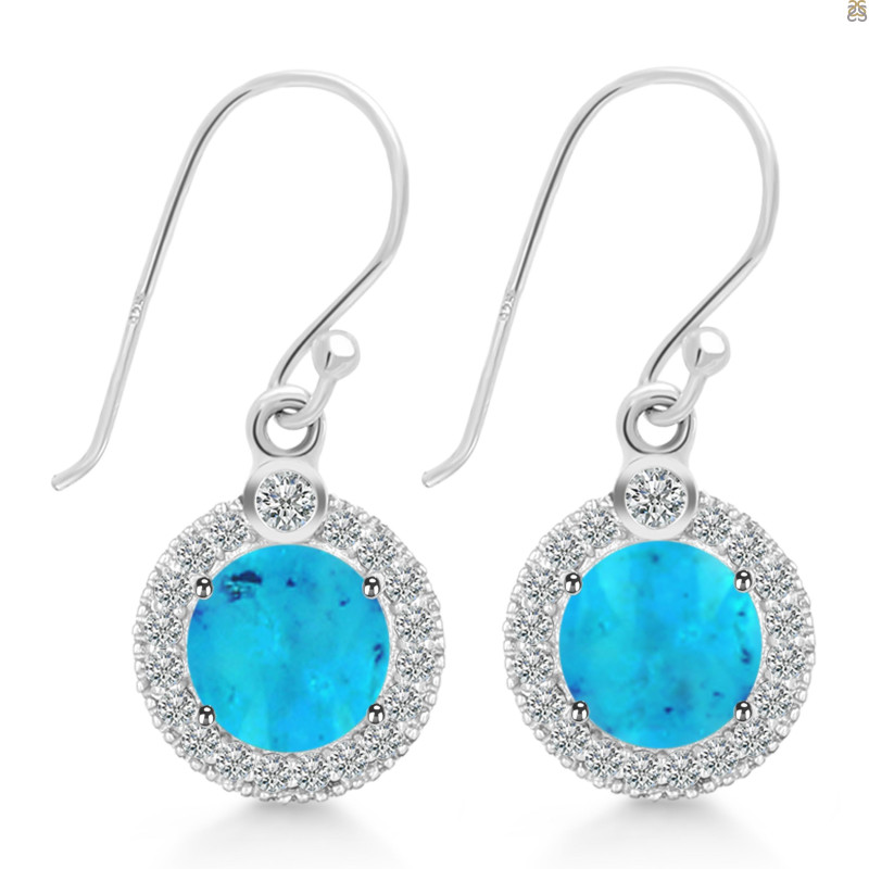 Turquoise & White Topaz Earring TRQ-RDE-693.