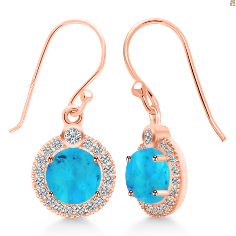Turquoise & White Topaz Earring TRQ-RDE-693.