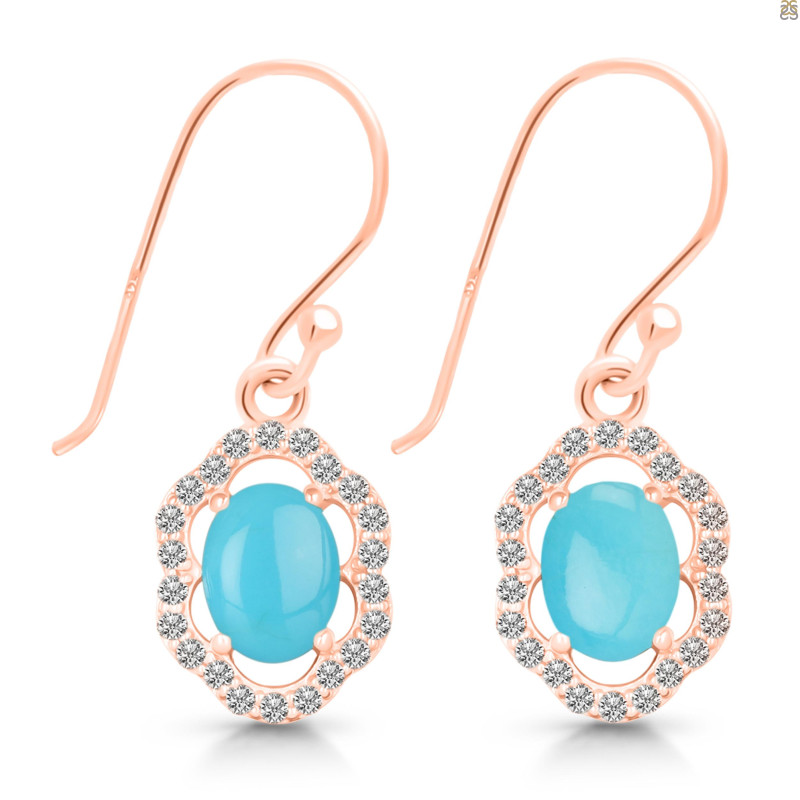 Turquoise & White Topaz Earring TRQ-RDE-694.