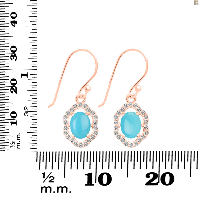 Turquoise & White Topaz Earring TRQ-RDE-694.