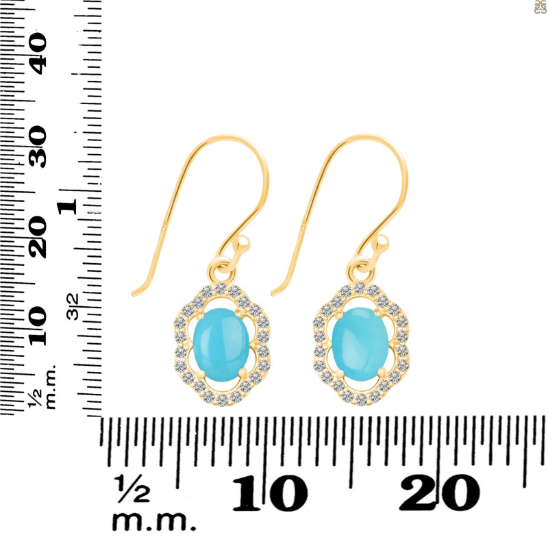Turquoise & White Topaz Earring TRQ-RDE-694.