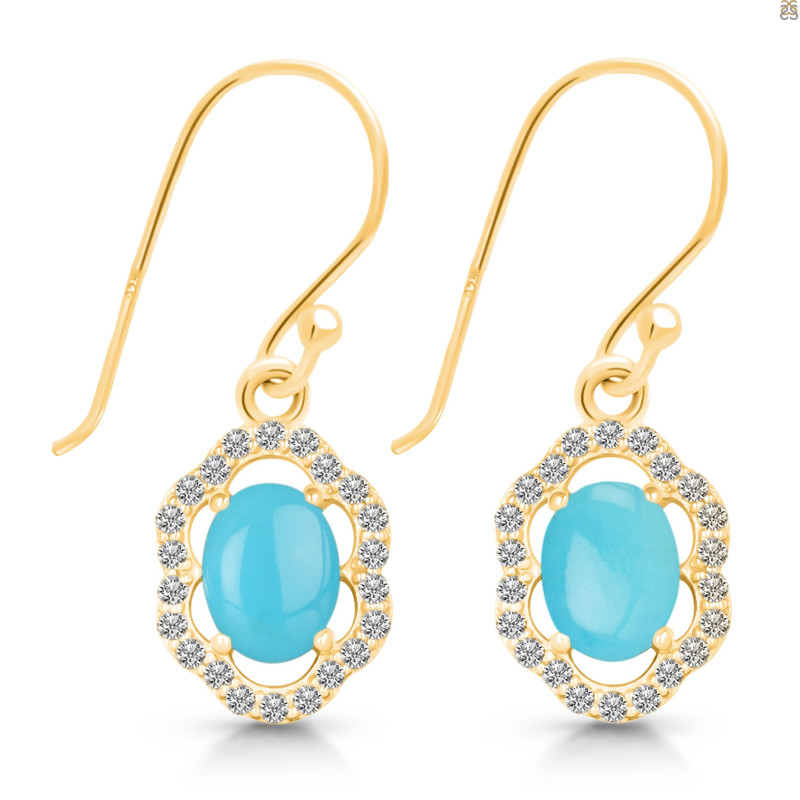 Turquoise & White Topaz Earring TRQ-RDE-694.