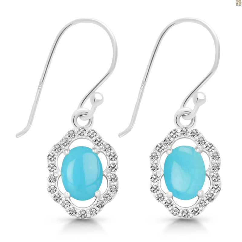 Turquoise & White Topaz Earring TRQ-RDE-694.