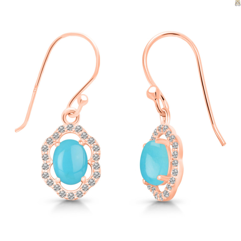 Turquoise & White Topaz Earring TRQ-RDE-694.