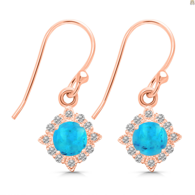 Turquoise & White Topaz Earring TRQ-RDE-695.