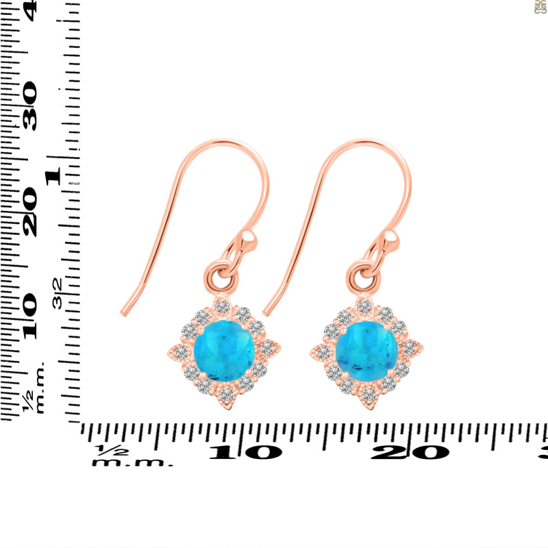 Turquoise & White Topaz Earring TRQ-RDE-695.