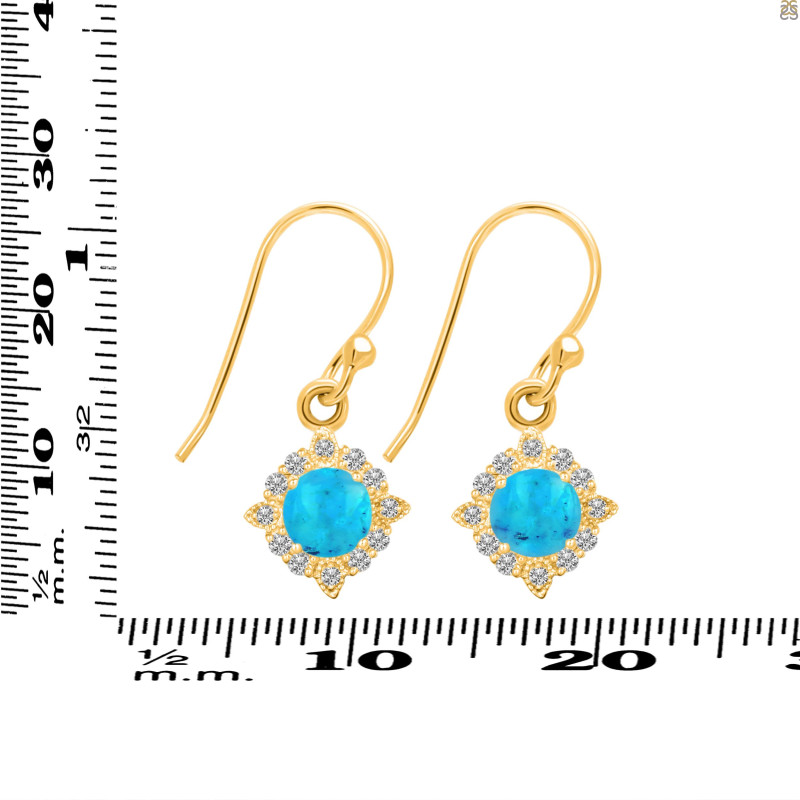 Turquoise & White Topaz Earring TRQ-RDE-695.
