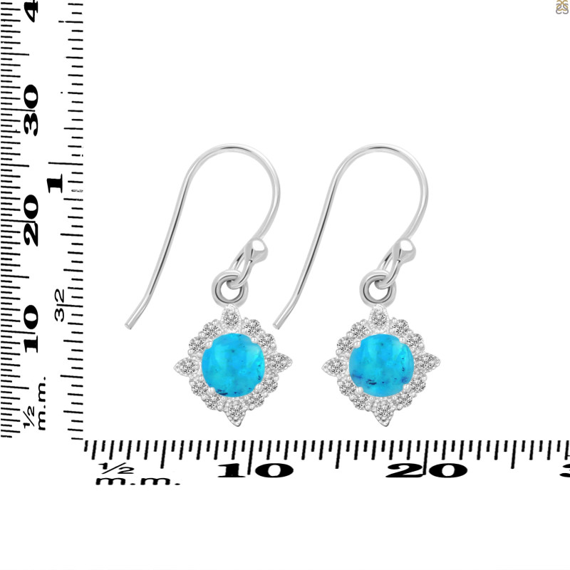 Turquoise & White Topaz Earring TRQ-RDE-695.