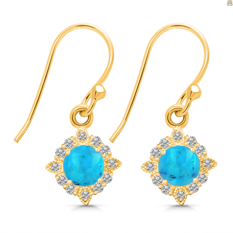 Turquoise & White Topaz Earring TRQ-RDE-695.