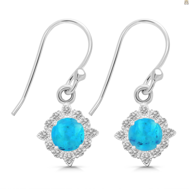 Turquoise & White Topaz Earring TRQ-RDE-695.
