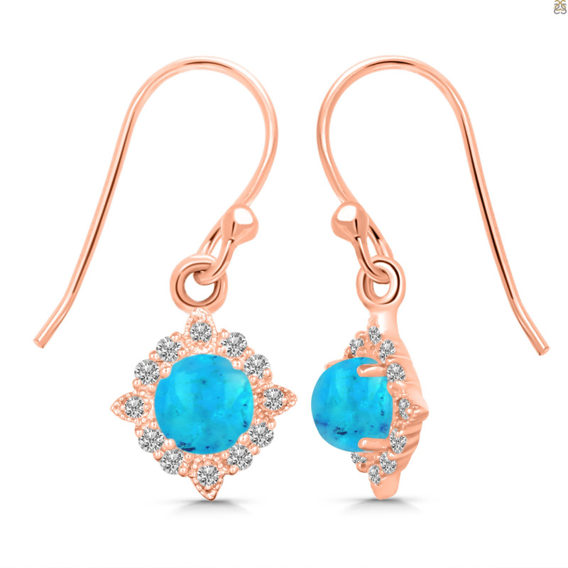 Turquoise & White Topaz Earring TRQ-RDE-695.