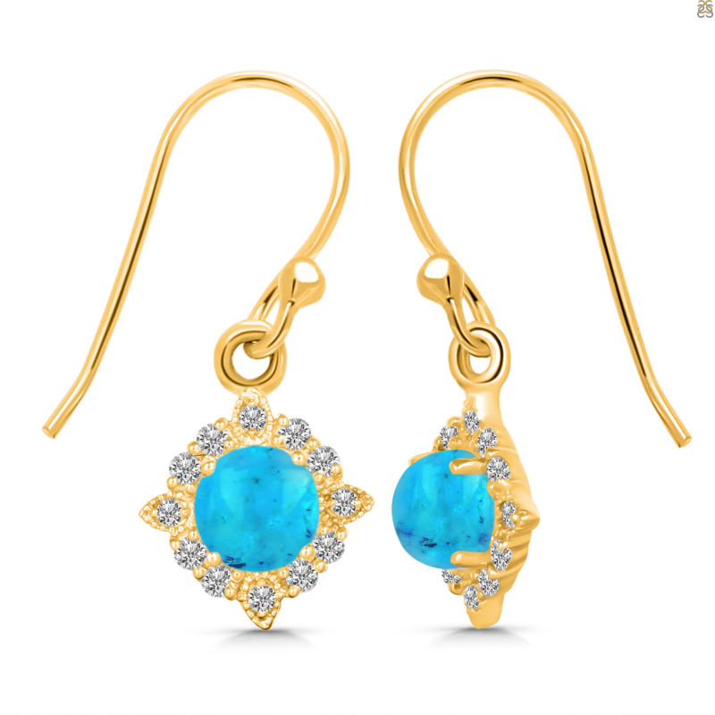 Turquoise & White Topaz Earring TRQ-RDE-695.