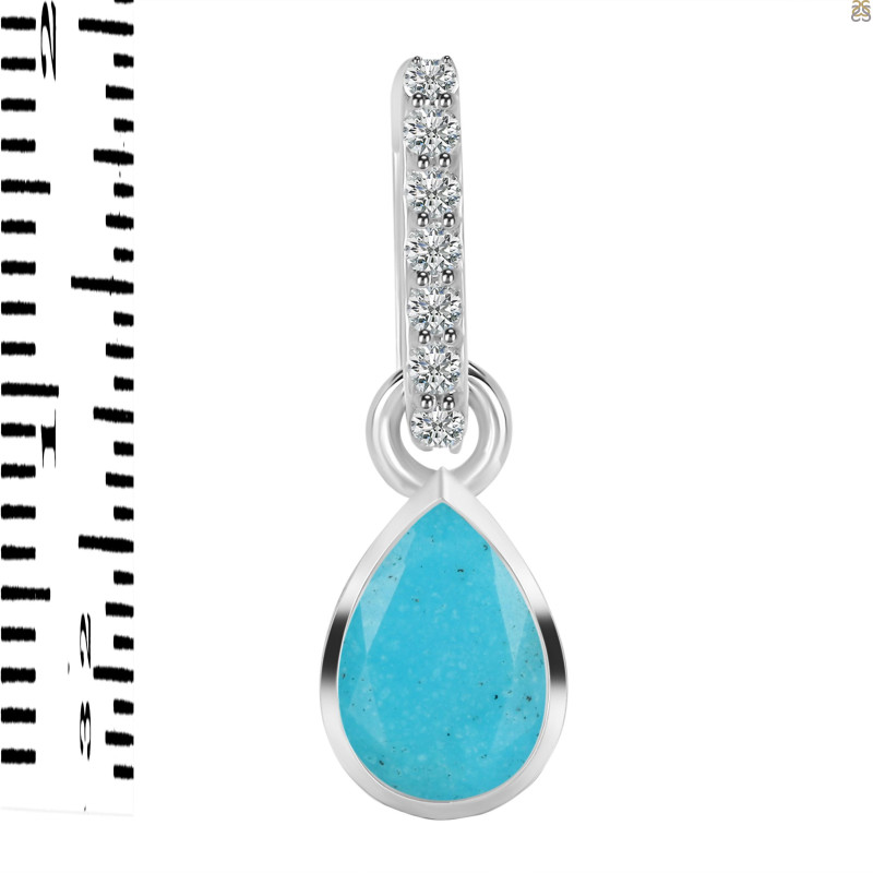 Turquoise & White Topaz Pendant TRQ-RDP-779-CZ-LOOP.