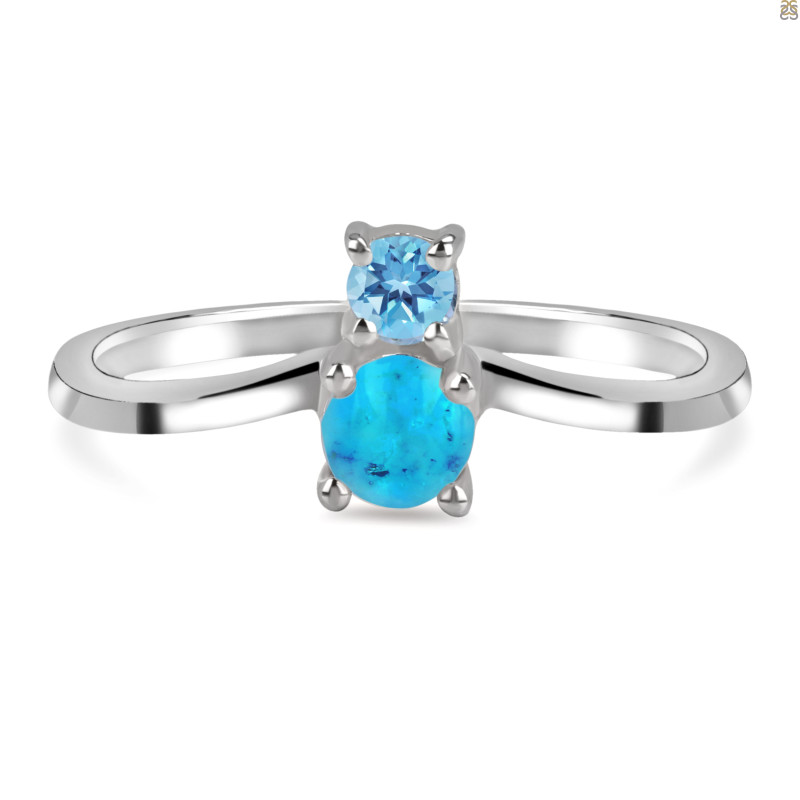 Turquoise & Blue Topaz Ring TRQ-RDR-1506.