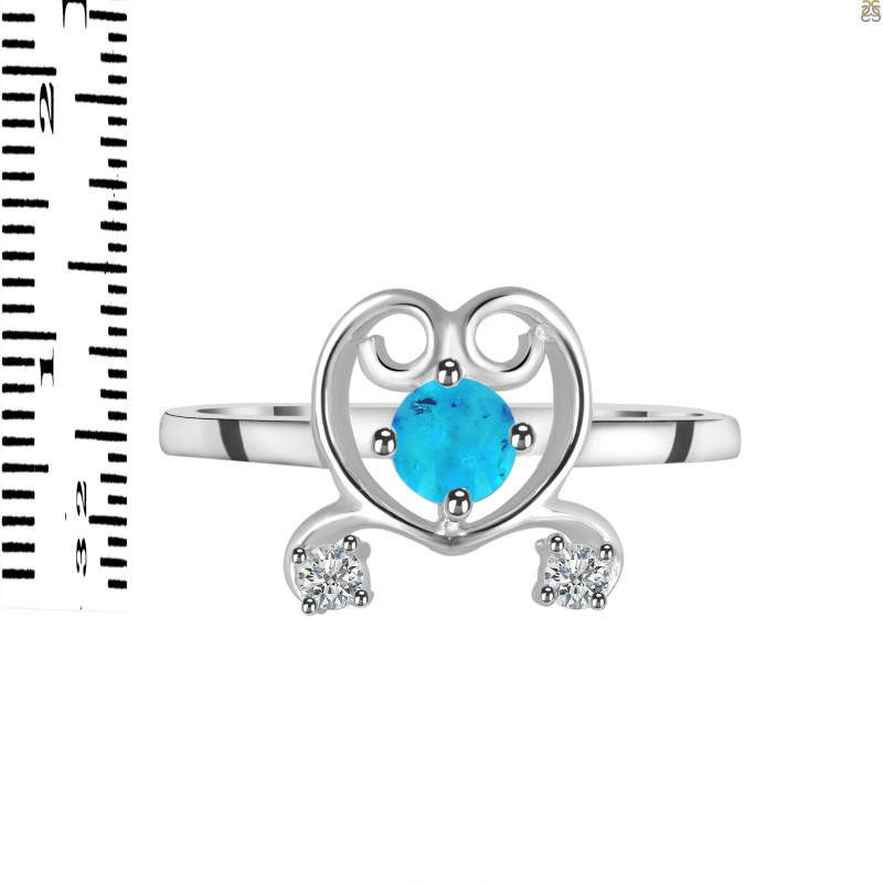 Turquoise & White Topaz Ring TRQ-RDR-1553.