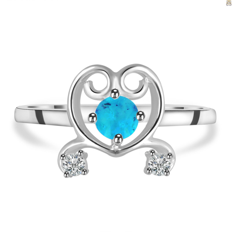 Turquoise & White Topaz Ring TRQ-RDR-1553.