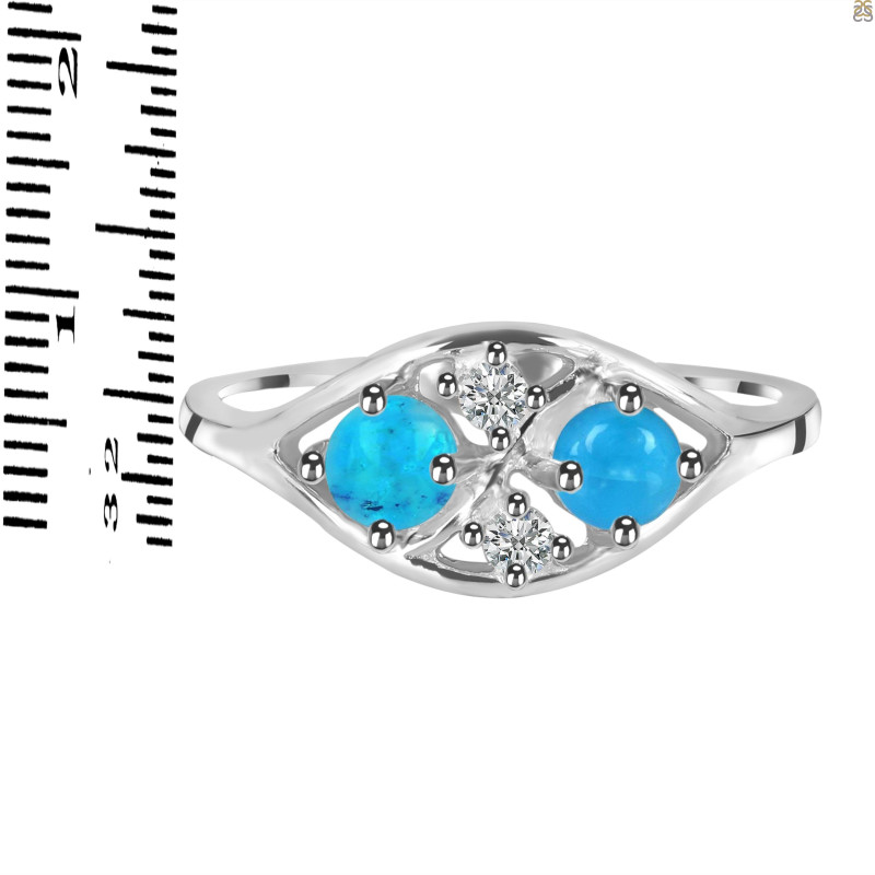 Turquoise & White Topaz Ring TRQ-RDR-1557.