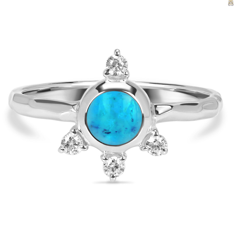 Turquoise & White Topaz Ring TRQ-RDR-1619.