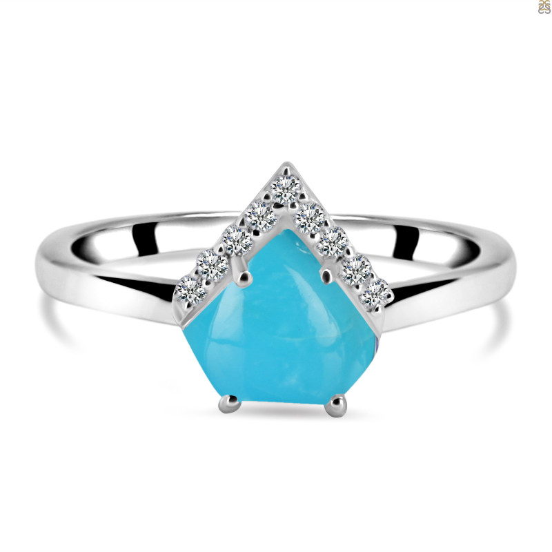 Turquoise & White Topaz Ring TRQ-RDR-1631.
