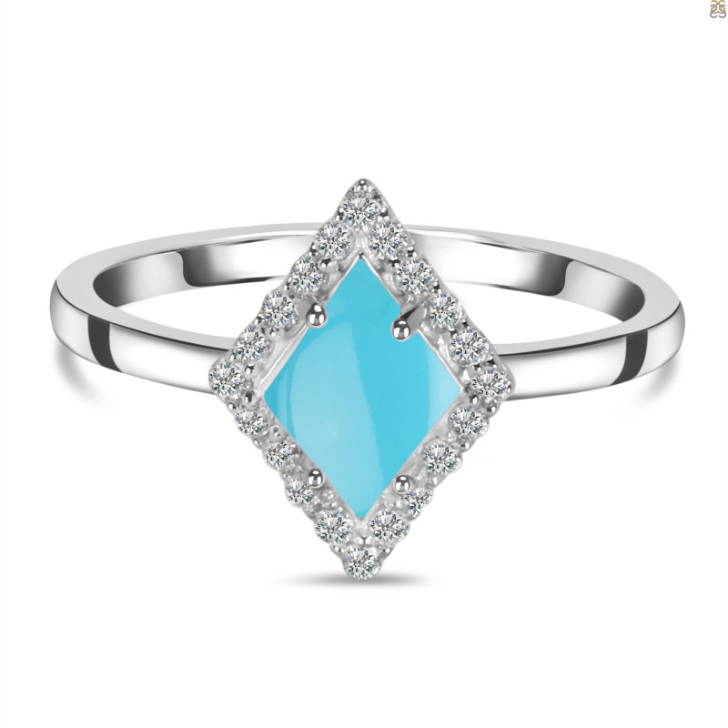 Turquoise & White Topaz Ring TRQ-RDR-1645.