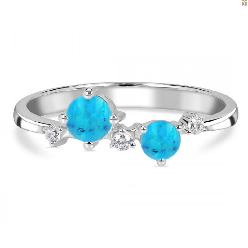 Turquoise & White Topaz Ring TRQ-RDR-1661.