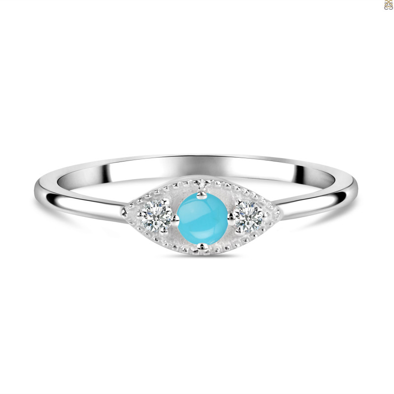 Turquoise & White Topaz Ring TRQ-RDR-1662.